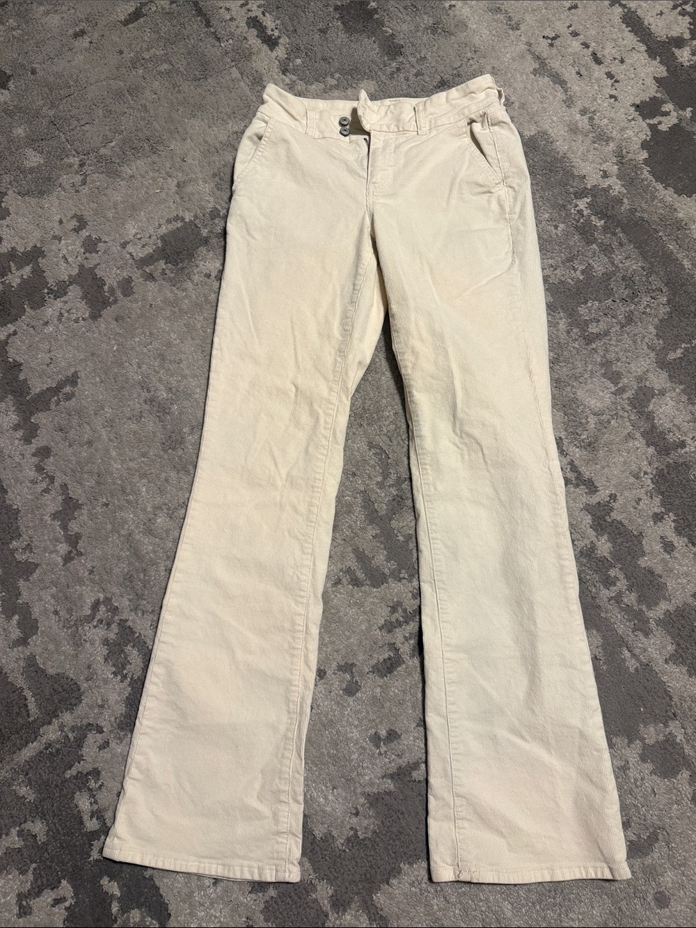 American Eagle Outfitters Cream Straight-Leg Corduroy Pants